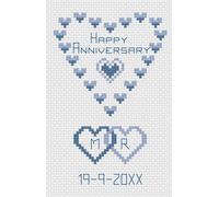 Kit O Pattern Per Card Con Cuori A Punto Croce Buon Anniversario Di Florashell