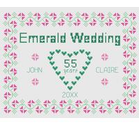 Kit O Pattern Per Punto Croce Anniversario Di Nozze - Florashell - Smeraldo