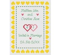 Kit O Schema Di Ricamo Incrociato Per Matrimonio - Florashell - Cuori Gialli