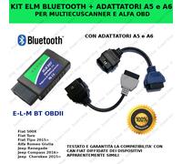 KIT OBD2 BLUETOOTH E ADATTATORI A5 A6 PER SOFTWARE FIAT SCANNER MES E ALFAOBD