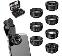 Kit obiettivo 7 in 1 per smartphone, con grandangolo di 120°, occhio di pesce 210°, macro (25X), specchio ritratto (2X), caleidoscopio, obiettivo CPL & Star, compatibile con iPhone, Samsung, e molto