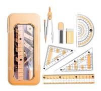 Kit of 8 pieces per matematica, Astuccio pratico per scuola, università, ufficio e disegni - Ideale come set di geometria per la scuola