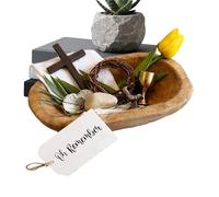 Kit Oh Remember - Simboli della Risurrezione di Pasqua 20cm, Collezione Ricordo Religioso | Arredo Spirituale per Tavolo e Scrivania, Display del Ringraziamento in Stile Rustico Casa e Ufficio