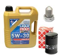 Kit Olio Motore 5W-30 5 Litri + Filtro + Tappo scarico per Audi Seat Skoda VW