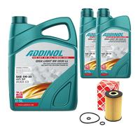 Kit Olio Motore Addinol 5W-30 Giga Light MV 0530 LL 7 L + Filtro