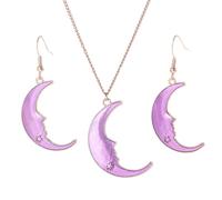 Kit Orecchini Collana con Ciondolo Luna Viola Set di Gioielli Orecchini Collana Donna Moda Regalo Gioielli da Donna Practical Treatment