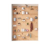 Kit organizer da parete in legno di quercia, versatile, per camera da letto, ufficio, bagno, 60 x 80 cm, soluzione di archiviazione a parete, perfetta per decorare la casa e l'organizzazione