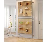 Kit Organizer da Parete modulare con Pannello Forato - Pannello espositivo in Legno massello da 18 mm con Ganci per la casa, L'Ufficio e l'archiviazione di Giochi, Ecologico, Verde - 80x150