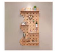 Kit organizer da parete, pannelli forati in legno per espositori montati, include ripiani e ganci, ideale per l'organizzazione di casa e garage