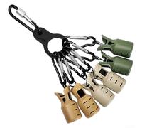 Kit organizer per ami da pesca con 6 moschettoni, 6 supporti per esche in legno per gamberetti in ABS, compatto, 45 x 2 cm, multicolore, per pescatori all'aperto, scatola per attrezzatura da pesca