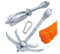 Kit Ormeggio Ancora ad ombrello con cima galleggiante da 30 mt. e moschettone Per kayak gommoni (1,5 kg.)