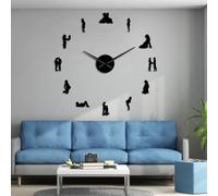 Kit Orologio Acrilico Gravidanza per La Progettazione della Parete, Orologio da Parete 3D Senza Cornice con Adesivi A Specchio per La Decorazione del Soggiorno, Black, 27inches
