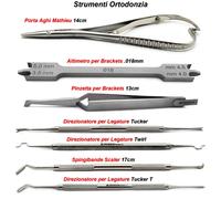 Kit Ortodonzia Direzionatore di Legature Spingibande Porta Aghi Dentali Pinzetta