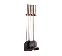 Kit Pale per Forno a Legna con Supporto da Parete, Set 6 Pale con Manici in Legno, Accessori per Pizza (Kit 6 pezzi)