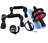 Kit Palestra con Ruota Addominali,Maniglie Flessioni,Cronometro e Corda da Salto