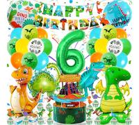 Kit Palloncini Dinosauri Compleanno 6 Anni, Decorazioni Compleanno Dinosauri 41pezzi con Palloncini Foil Dino XXL per 6 Anni Compleanno Dinosauro Ragazzo Festa, 6 Anni Bambini Dino Festa Tema