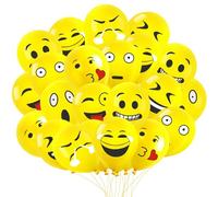 Kit Palloncini per Compleanno Emoticon Palloncino Elio 100 Pezzi Palloncini Festa Emoji Palloncini Biodegradabili Giallo con Smiley Palloncini 12 Pollici per Bambini Matrimonio Decorazione