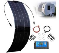 Kit Pannelli Solari Monocristallini 200W 400W 800W Modulo Solare Flessibile Regolatore Carica Solare Marino Tetto camion, Sistema off-grid, Campeggio, Balcone Impianto solare(200W)