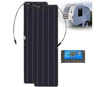 Kit Pannelli Solari Monocristallini 200W 400W 800W Modulo Solare Flessibile Regolatore Carica Solare Marino Tetto camion, Sistema off-grid, Campeggio, Balcone Impianto solare(400W)