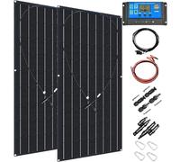 Kit Pannelli Solari Monocristallini 400W 600W 800W 1200W Modulo Solare Flessibile Regolatore Carica Solare Marino Tetto camion, Sistema off-grid,Campeggio,Batteria,Balcone Impianto solare(600W)