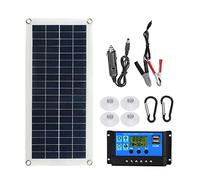 Kit pannello solare 100W 12V Caricabatteria monocristallino Mantenitore con regolatore di carica 30A + cavo di prolunga per auto 12 Volt Camper Veicolo Barca Marina Casa Sistema fuori rete, Kit rego