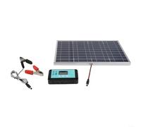 Kit Pannello Solare 100W con Controller per Sistemi 12V 24V, Modulo Monocristallino con Scatola di Giunzione IP67 e Telaio in Alluminio Anticorrosivo, Nero