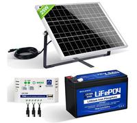 Kit pannello solare 25W 12V+Batteria LiFePO4 8Ah, resistente, plug and play