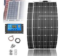 Kit Pannello Solare Chutiamei 2x400w 18v con Regolatore di Ricarica da 40 A E Cavi Solari da 2 M per Roulotte, Camper, Barche E Qualsiasi Superficie Piana