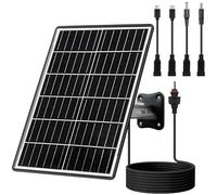 Kit pannello solare da 15 W con batteria integrata da 16000 mAh. Tensione: 5 V/6 V/9 V/12 V. Corrente: 1,5 A. Caratteristiche porte USB-C, Micro-USB e DC 2.1/1.7/1.35 mm. Compatibile con tutte le