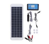 Kit Pannello Solare da 30 W, Pannello Caricabatterie Solare in Materiale ABS e Silicio Policristallino con Regolatore di Carica 100 A Accendino 18 V per Campeggio Ed Escursionismo
