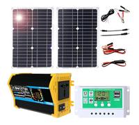 Kit Pannello Solare da 600 W per Campeggio in Camper - Sistema di Alimentazione Solare Completo Fuori Rete con Inverter, Pannello Solare Impermeabile e regolatore di Carica (Nero, 50 W)
