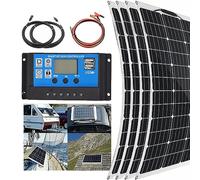 Kit Pannello Solare Flessibile (150 W/300 W/450 W/600 W), Ricarica Energia Batteria 12 V + Regolatore Di Carica 40 A, Installazione Semplice, Per Giardino, Barca, Auto, Casa,600W