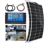 Kit Pannello Solare Flessibile (150 W/300 W/450 W/600 W), Ricarica Energia Batteria 12 V + Regolatore Di Carica 40 A, Installazione Semplice, Per Giardino, Barca, Auto, Casa,300W