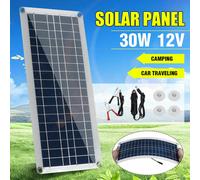 Kit pannello solare flessibile USB doppio da 30 W + controller + clip car