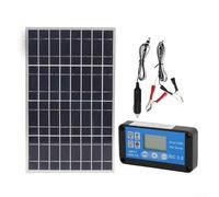 Kit pannello solare monocristallino da 18 V, sistema Off Grid per casa, camper, barca + regolatore di carica solare da 60 A + cavi solari con connettore, doppie porte USB e clip (con 30 A)