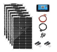 Kit pannello solare monocristallino da 300 W con regolatore da 40 A, soluzione di alimentazione fotovoltaica ad alta efficienza per camper, barca, sistema energetico fuori rete domestica (7 pannelli)