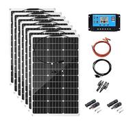 Kit pannello solare monocristallino flessibile da 300 W per camper, barca, furgone, cabina, caricatore pieghevole off-grid 12 V/24 V, ideale per superfici irregolari e uso esterno