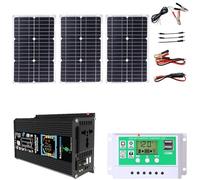 Kit pannello solare off-grid da 6000 W, con pannello da 75 W e controller da 50 A for camper(Black)