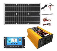Kit pannello solare off-grid da 6000 W con pannello impermeabile da 18 W e controller da 30 A for camper e avventure in campeggio(Yellow)