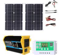 Kit pannello solare off-grid da 6000 W con regolatore di carica da 50 A e doppio display LCD for camper e barche(Black)