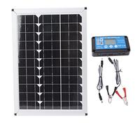 Kit Pannello Solare, Pannello Solare Multiuso da 100W Cella Fotovoltaica Ad Alta Efficienza Modulo Monocristallino Dotato di Controller Resistente All'Acqua 20A 12V