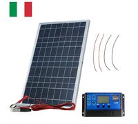 Kit Pannello Solare Portatile 10W Fotovoltaico + Caricabatterie 100A Regolatore