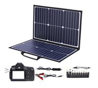 Kit pannello solare portatile - Caricabatterie solare pieghevole da 60 W con morsetto per batteria e cavo CC | Kit scheda solare per campeggio, marina, fotocamera con 2 uscite USB