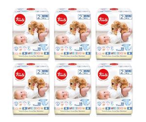 Kit Pannolini Trudi 3-6 Kg Misura 2 Mini 6 Pacchi da 18 pz