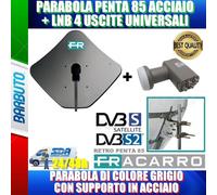 KIT PARABOLA 85 CM PENTA FRACARRO GRIGIA IN ACCIAIO 211206 + LNB PER 4 DECODER