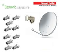 KIT PARABOLA ANTENNA SATELLITARE DVBS SAT EMMESSE 60CM CON LNB PIU 10 CONNETTORI