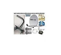KIT PARABOLA SATELLITARE 60CM CON ACCESSORI KIT SPECIFICO PER BALCONI E RINGHIERE