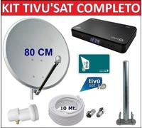 Kit Parabola Satellitare 80 Cm Con Decoder Tivusat HD Con Scheda Tessera Tv Sat