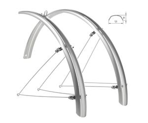 KIT PARAFANGHI ANTERIORE POSTERIORE ARGENTO WAG PER BICI RUOTA 24" 53mm
