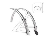 KIT PARAFANGHI ANTERIORE POSTERIORE CON PARASPRUZZO ARGENTO WAG PER BICI 28 48mm